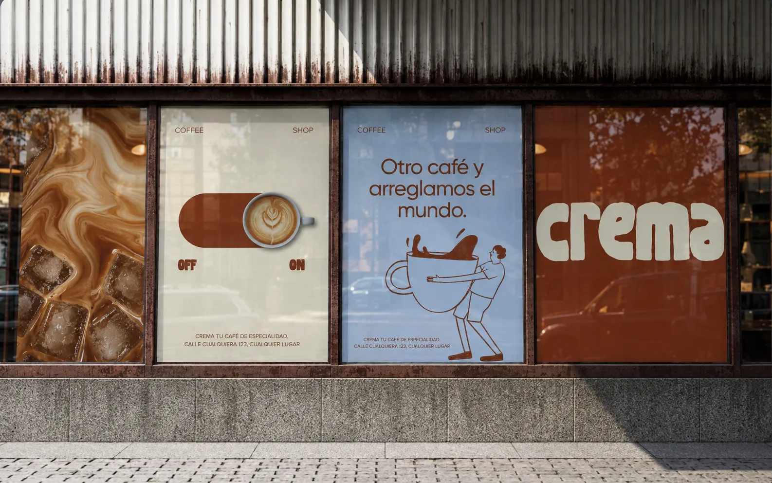 Escaparate de la cafetería Crema, un negocio de Murcia que trabaja el SEO local